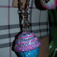 PINK AND BLUE CUPCAKE BAG CHARM - RHINESTONE - GOLD CHAIN - DELTA OF PHOENIX
