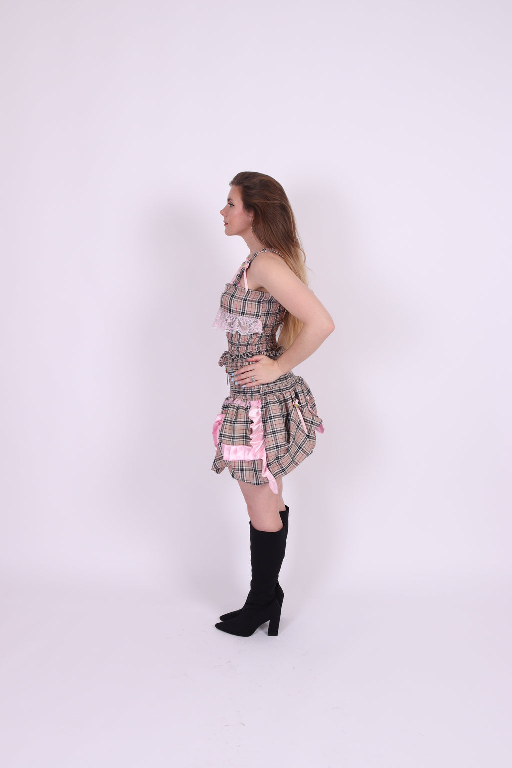 ORTHOSIE ✧ Beige Check Lace Top