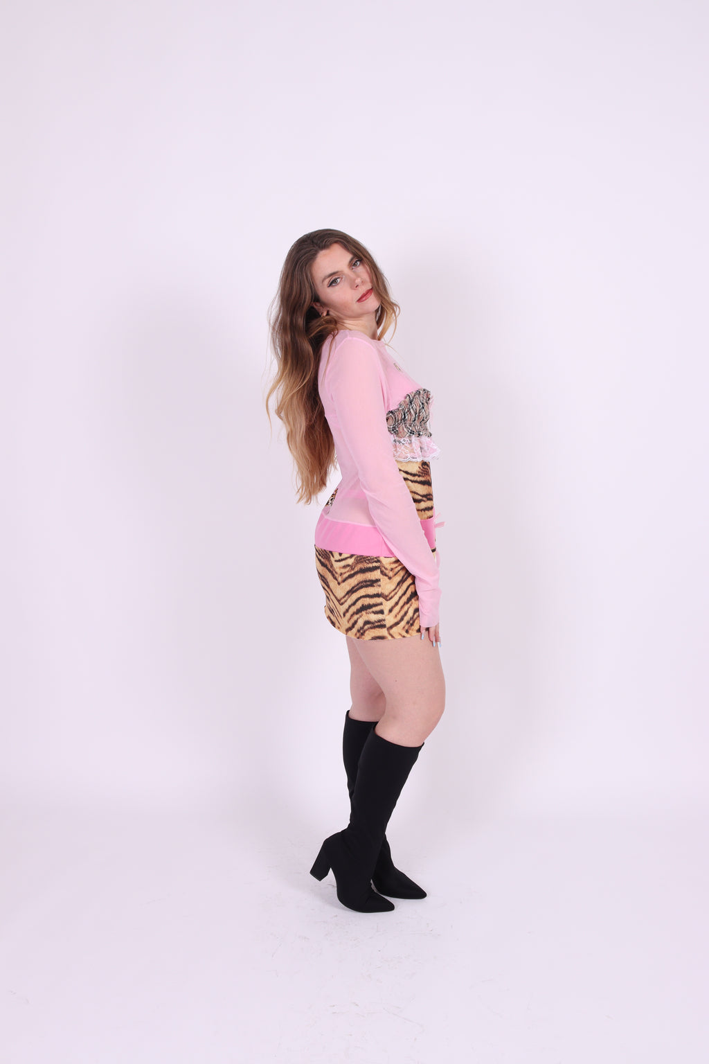 CALYPSO ✧ Tiger, Pink Mesh, Butterfly, MINI Dress