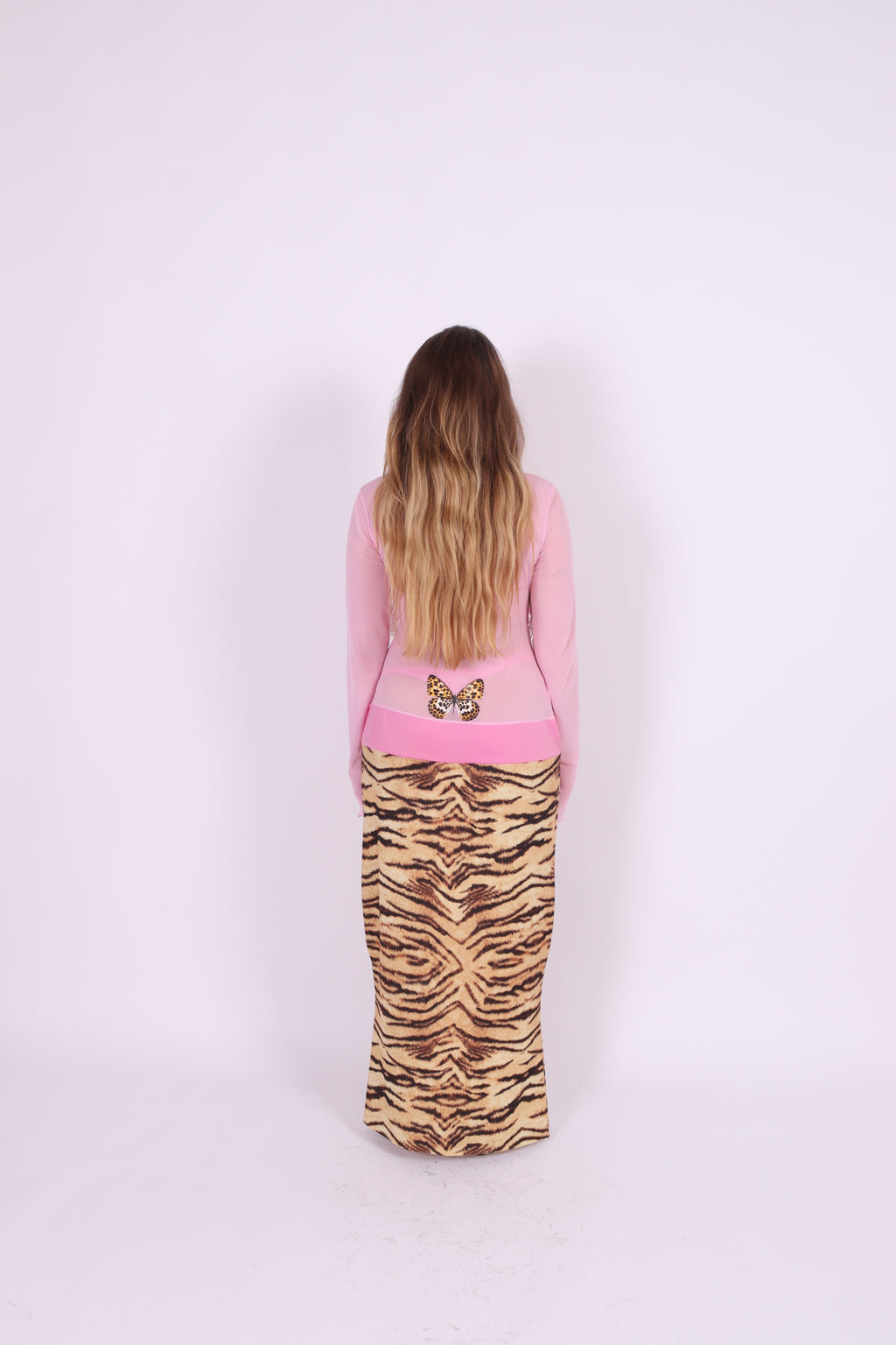 CALYPSO ✧ Tiger, Pink Mesh, Butterfly, MAXI Dress
