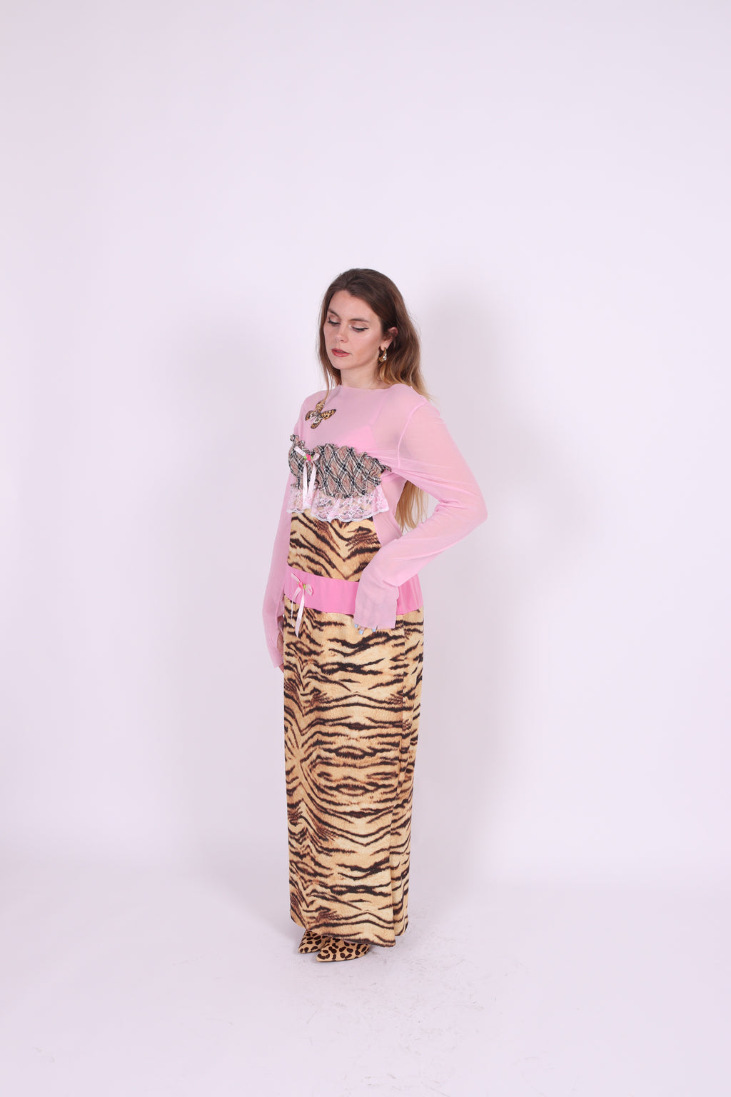 CALYPSO ✧ Tiger, Pink Mesh, Butterfly, MAXI Dress