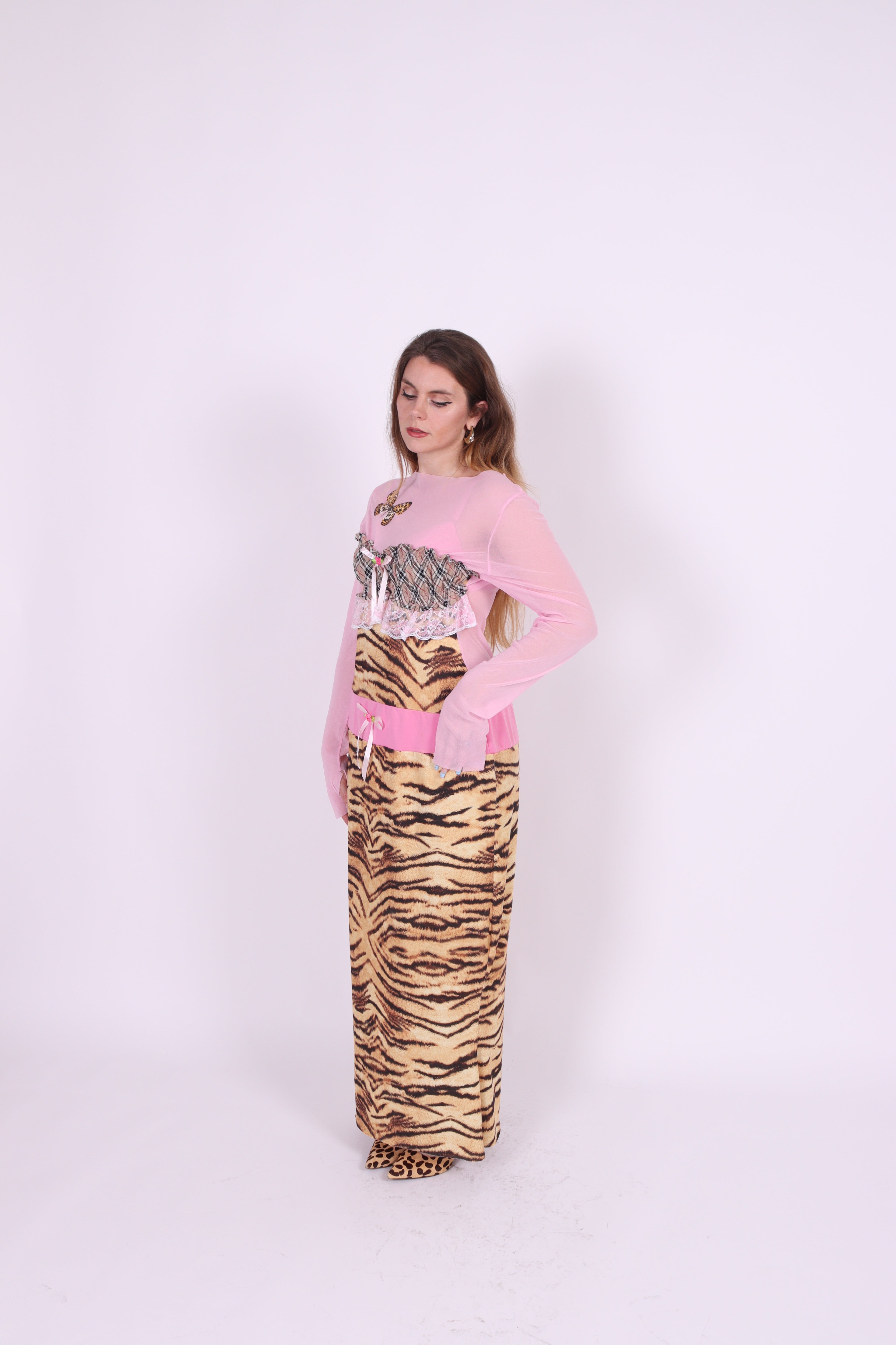 CALYPSO ✧ Tiger, Pink Mesh, Butterfly, MAXI Dress