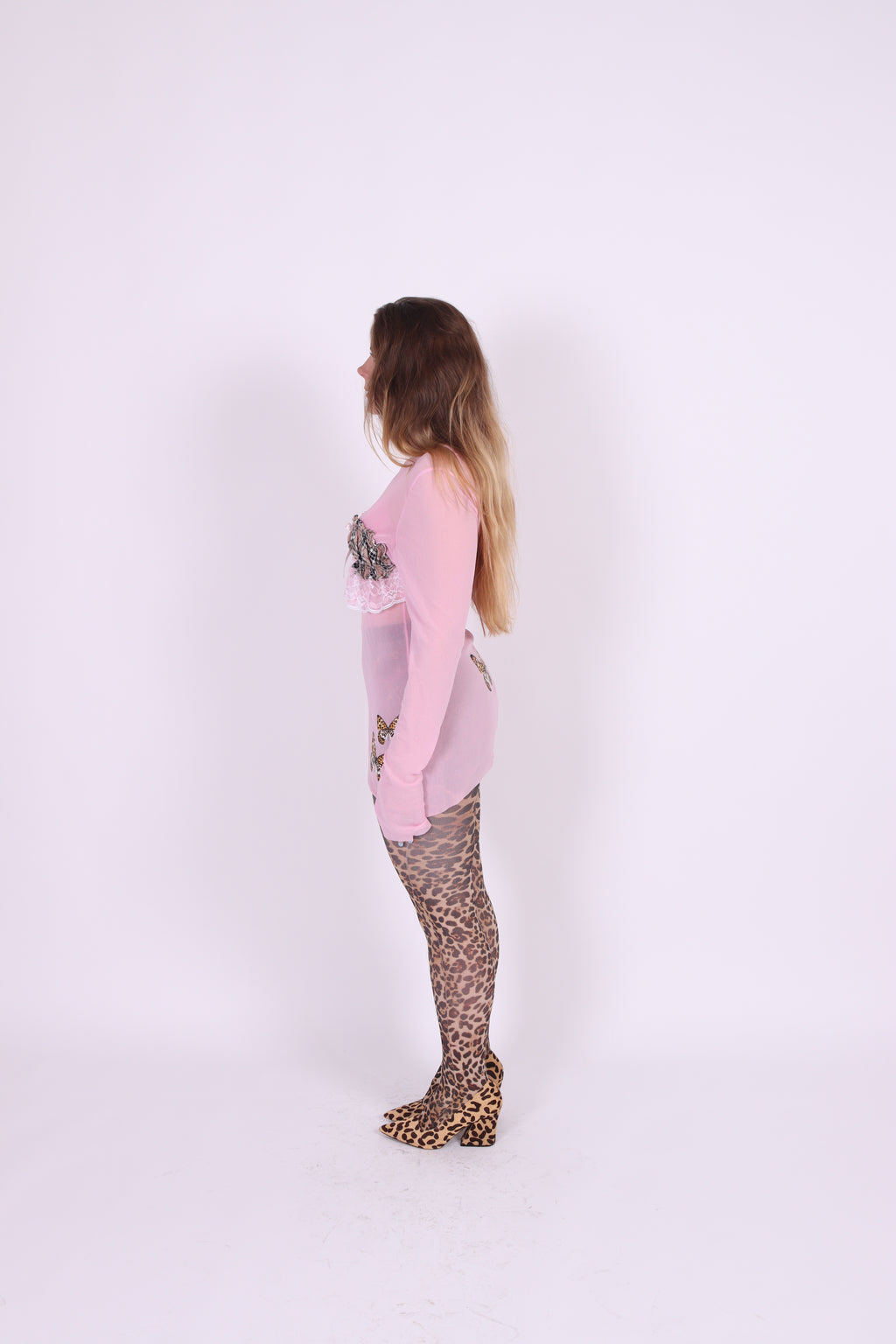 JOLENE ✧ Pink Mesh, Butterfly, Asymmetric Top