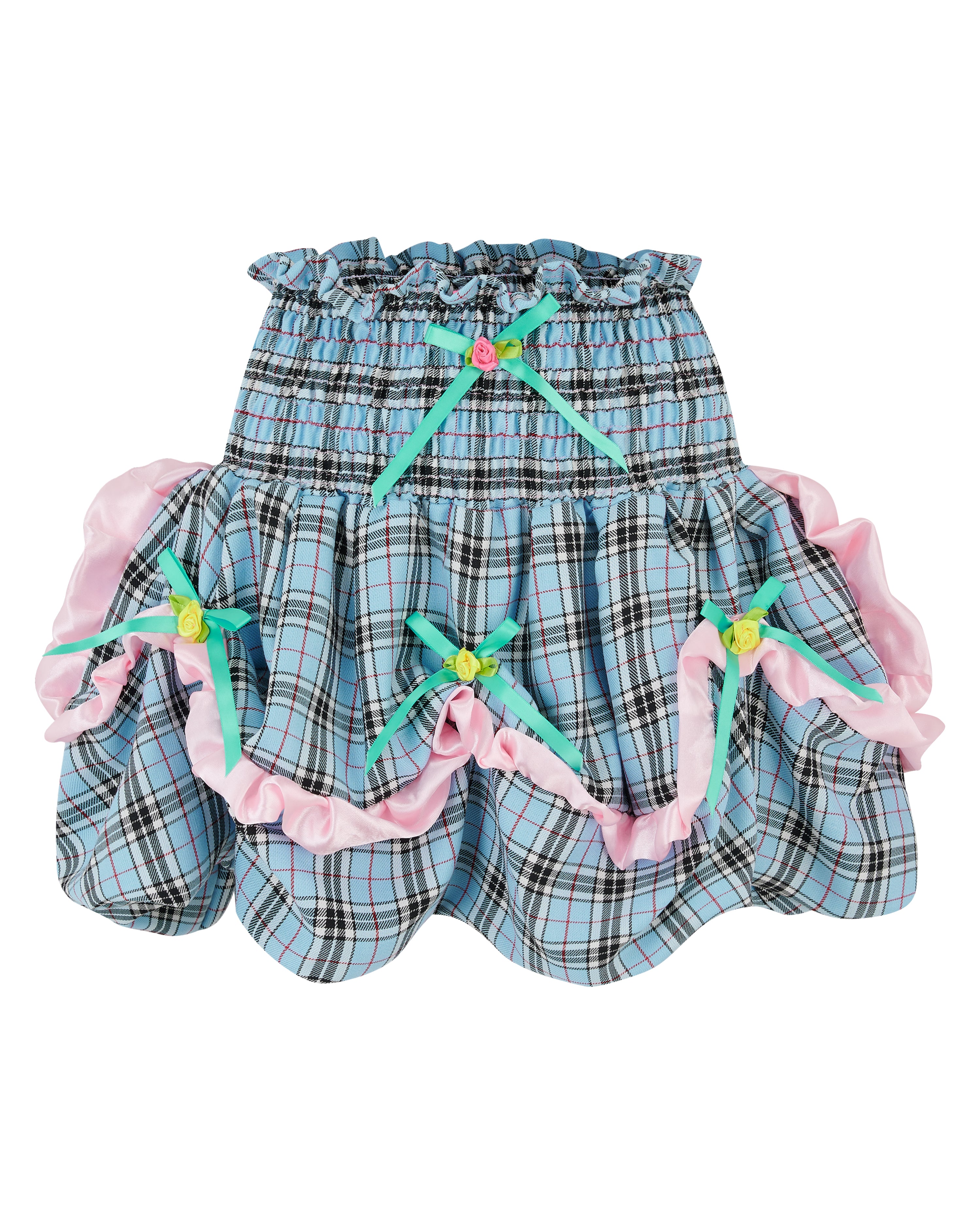 ODESSA ✧ Blue Check Bubble Mini Skirt