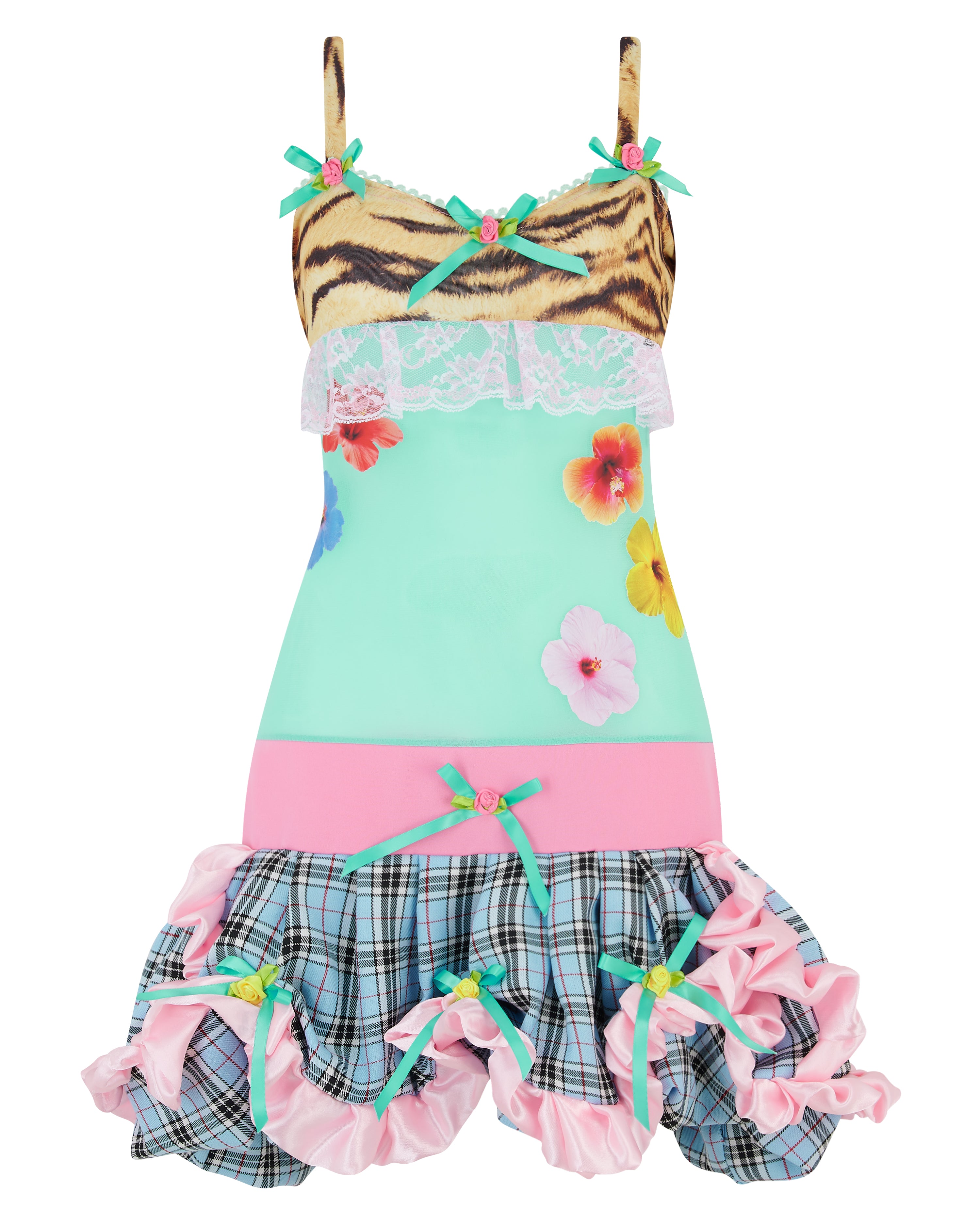 VALENTINA ✧ Tiger, Aqua Mesh, Hibiscus, Bubble Mini Dress
