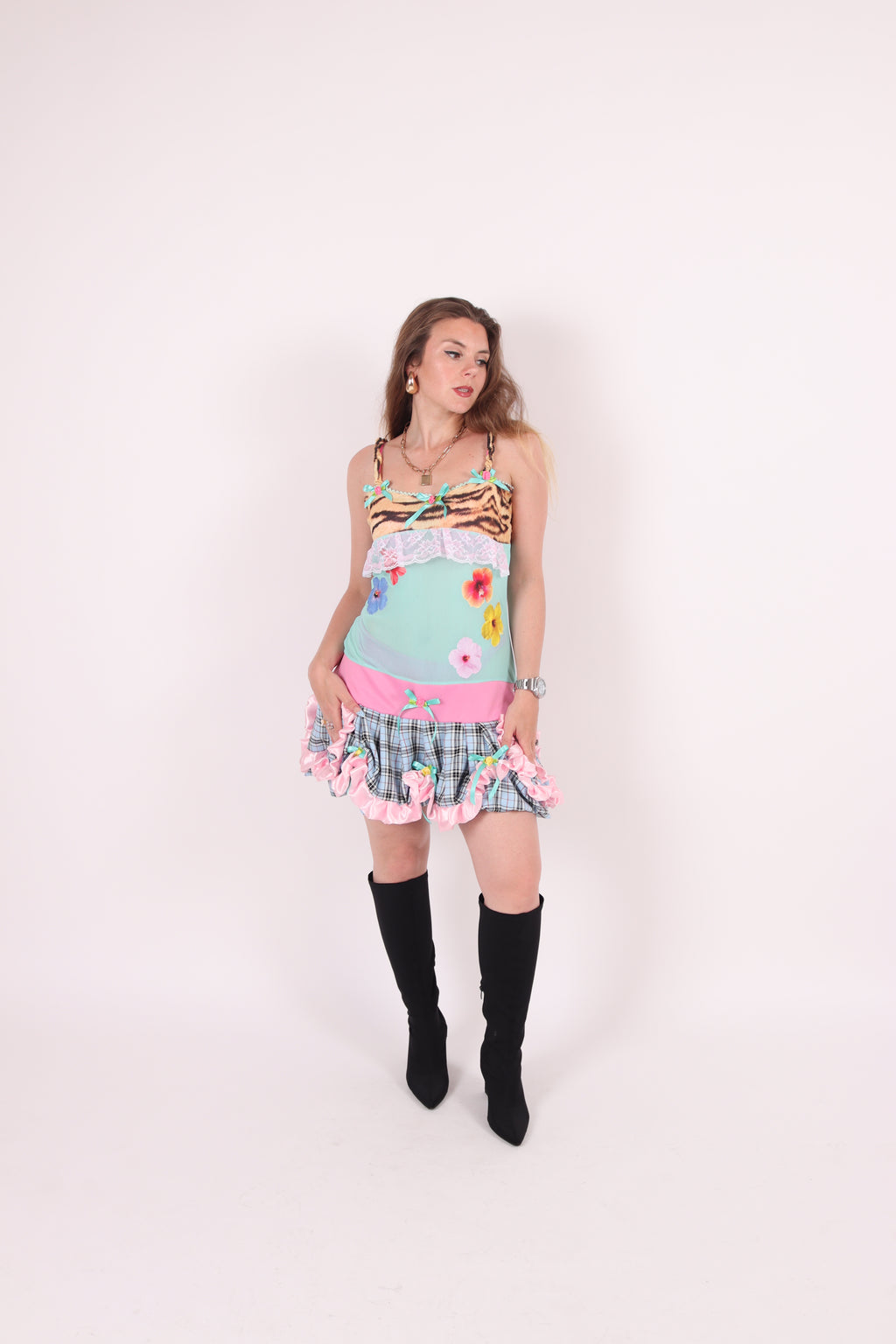 VALENTINA ✧ Tiger, Aqua Mesh, Hibiscus, Bubble Mini Dress