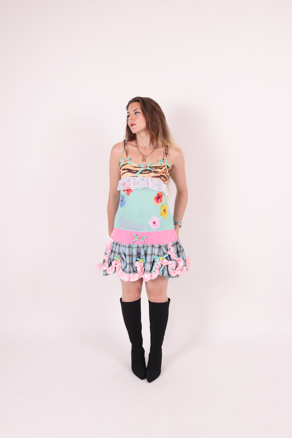 VALENTINA ✧ Tiger, Aqua Mesh, Hibiscus, Bubble Mini Dress