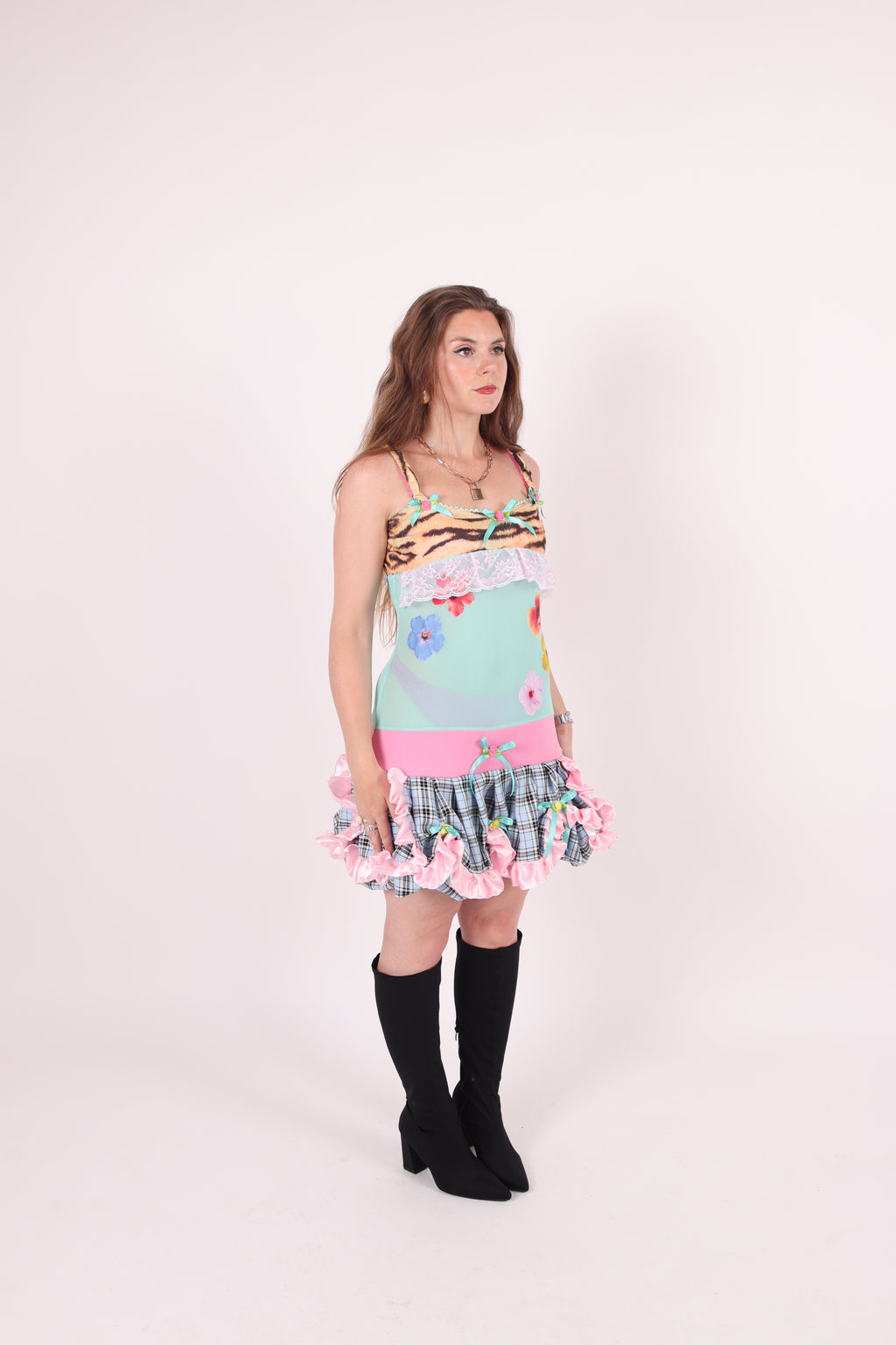 VALENTINA ✧ Tiger, Aqua Mesh, Hibiscus, Bubble Mini Dress
