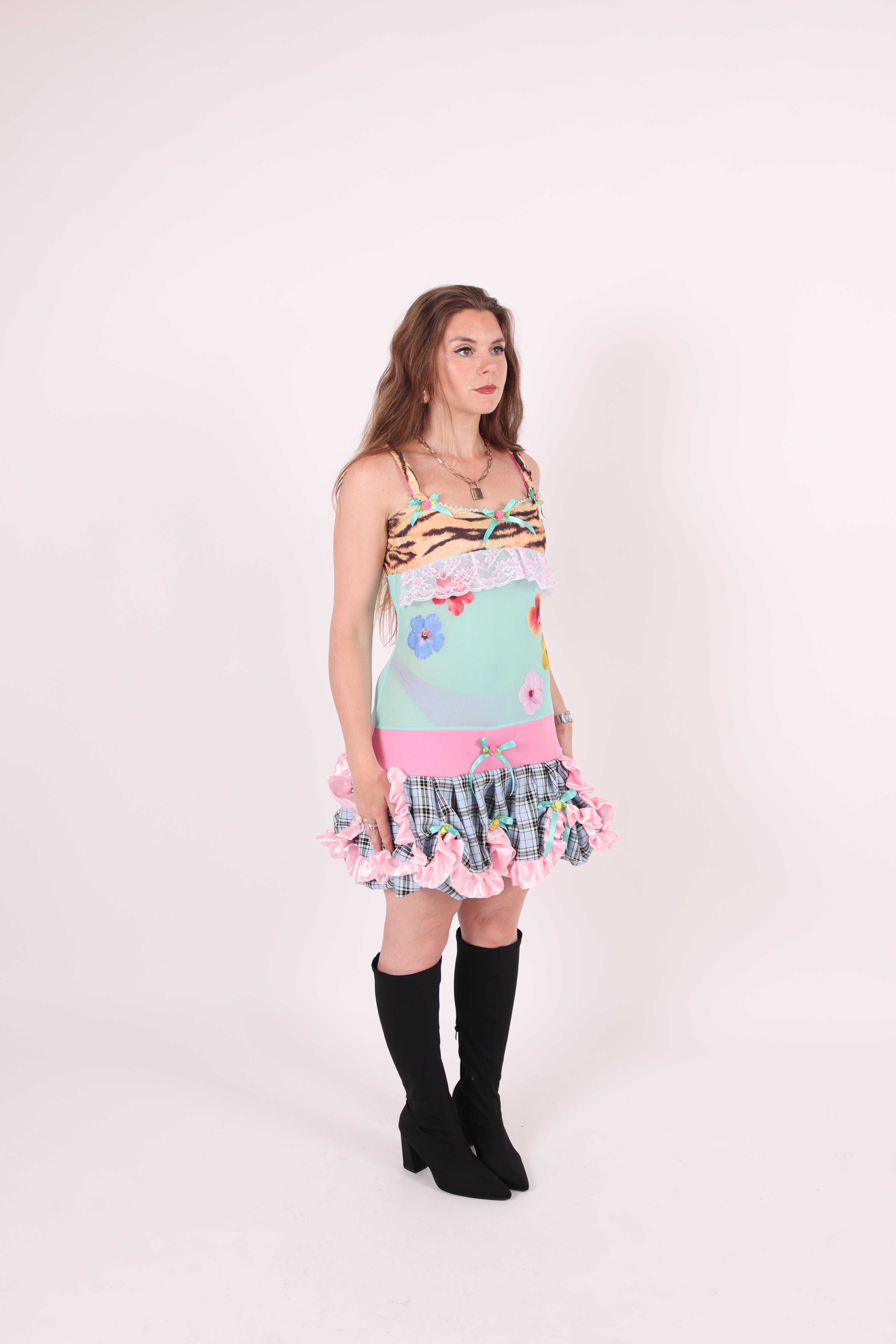 VALENTINA ✧ Tiger, Aqua Mesh, Hibiscus, Bubble Mini Dress