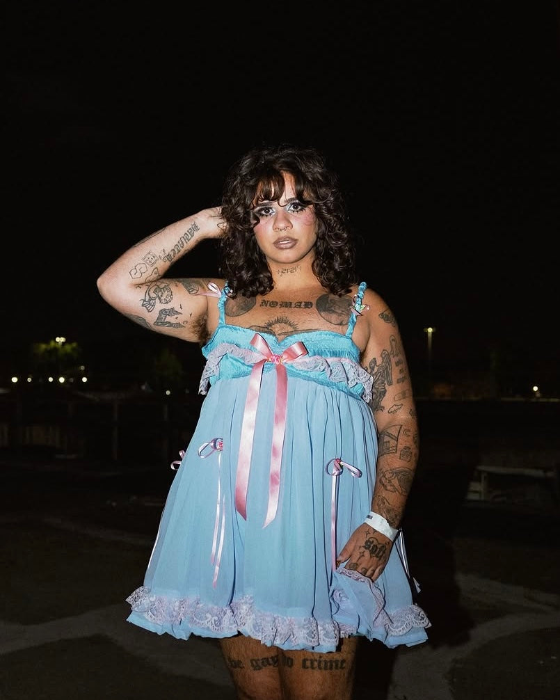 Wolfy Babydoll | Baby Blue & Baby Pink Babydoll Mini Dress