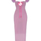 Pink long glitter dress with ruffled straps, keyhole bust with ribbon - Juno Dress - Delta Of Phoenix