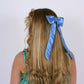 LONG HAIR BOW ✿ in Luxe Denim Blue Silk