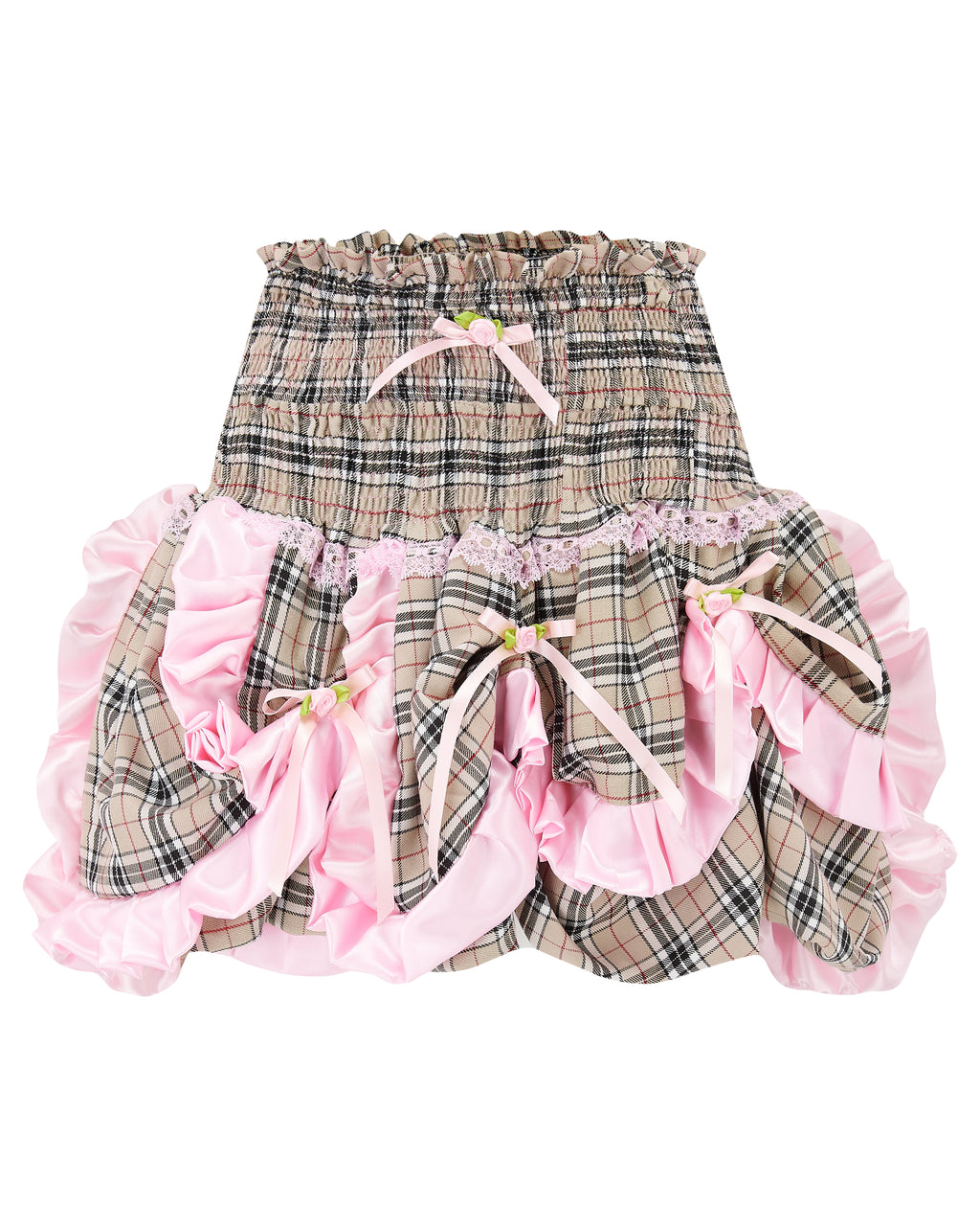 ORION ✧ Beige Check Bubble Mini Skirt