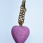 PINK HEART BAG CHARM - RHINESTONE - GOLD CHAIN - DELTA OF PHOENIX