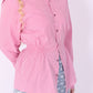 RED PINK PINSTRIPE REWORK SHIRT DELTA OF PHOENIX 