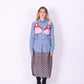 REWORK SHIRT DELTA OF PHOENIX BLUE PINSTRIPE PINK RED BRALETTE 