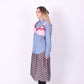 REWORK SHIRT DELTA OF PHOENIX BLUE PINSTRIPE PINK RED BRALETTE 