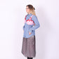 REWORK SHIRT DELTA OF PHOENIX BLUE PINSTRIPE PINK RED BRALETTE 