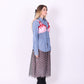REWORK SHIRT DELTA OF PHOENIX BLUE PINSTRIPE PINK RED BRALETTE 