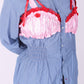 REWORK SHIRT DELTA OF PHOENIX BLUE PINSTRIPE PINK RED BRALETTE 