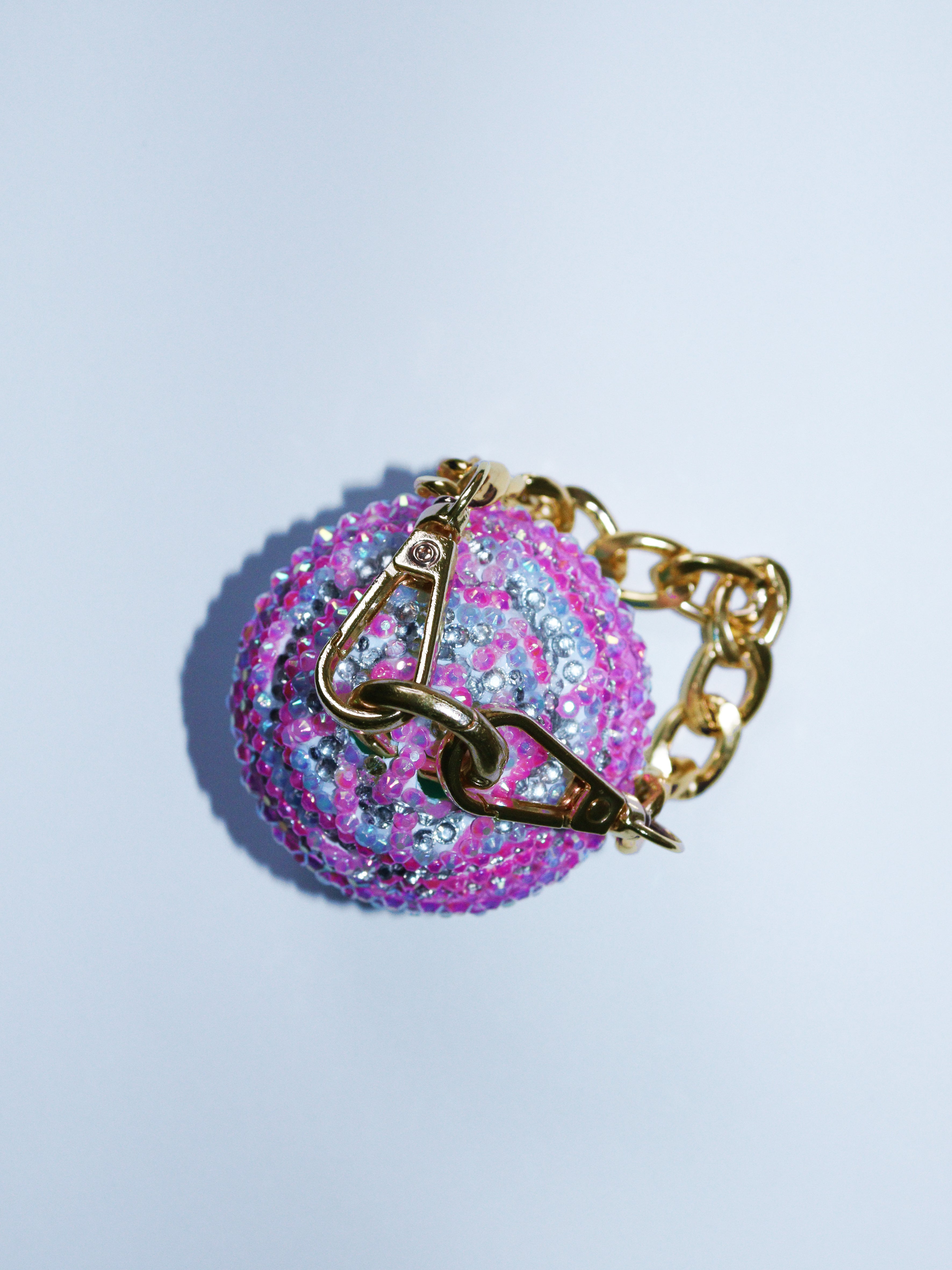 PINK AND BLUE CUPCAKE BAG CHARM - RHINESTONE - GOLD CHAIN - DELTA OF PHOENIX