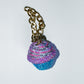 PINK AND BLUE CUPCAKE BAG CHARM - RHINESTONE - GOLD CHAIN - DELTA OF PHOENIX