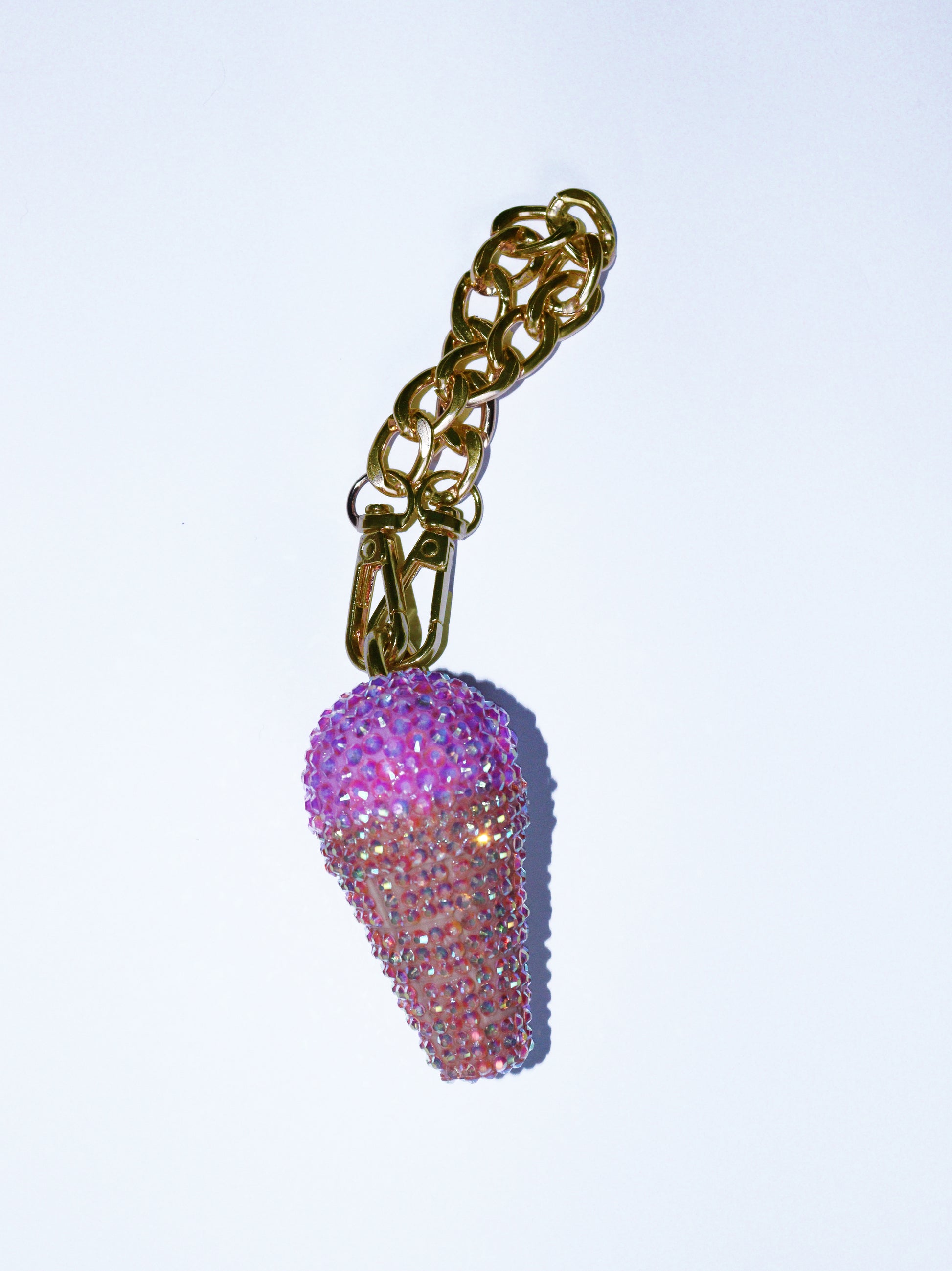 PINK ICE CREAM BAG CHARM - RHINESTONE - GOLD CHAIN - DELTA OF PHOENIX
