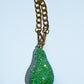 GREEN PEAR BAG CHARM - RHINESTONE - GOLD CHAIN - DELTA OF PHOENIX