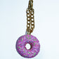 PINK DONUT BAG CHARM - RHINESTONE - GOLD CHAIN - DELTA OF PHOENIX