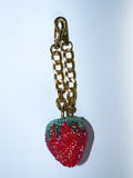 STRAWBERRY BAG CHARM - RHINESTONE - GOLD CHAIN - DELTA OF PHOENIX