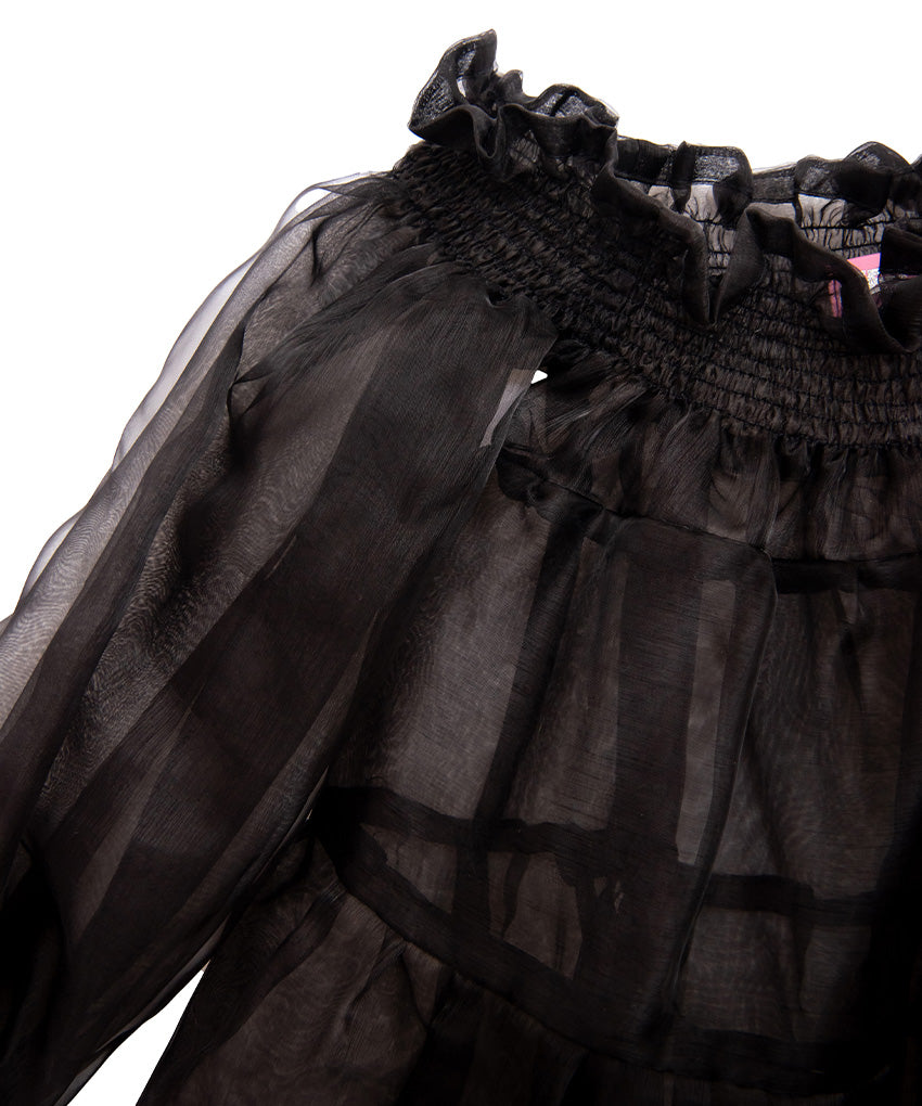 BUFFY 1.0 Black Organza Mini Dress DELTA OF PHOENIX