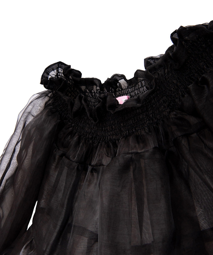 BUFFY 1.0 Black Organza Mini Dress DELTA OF PHOENIX